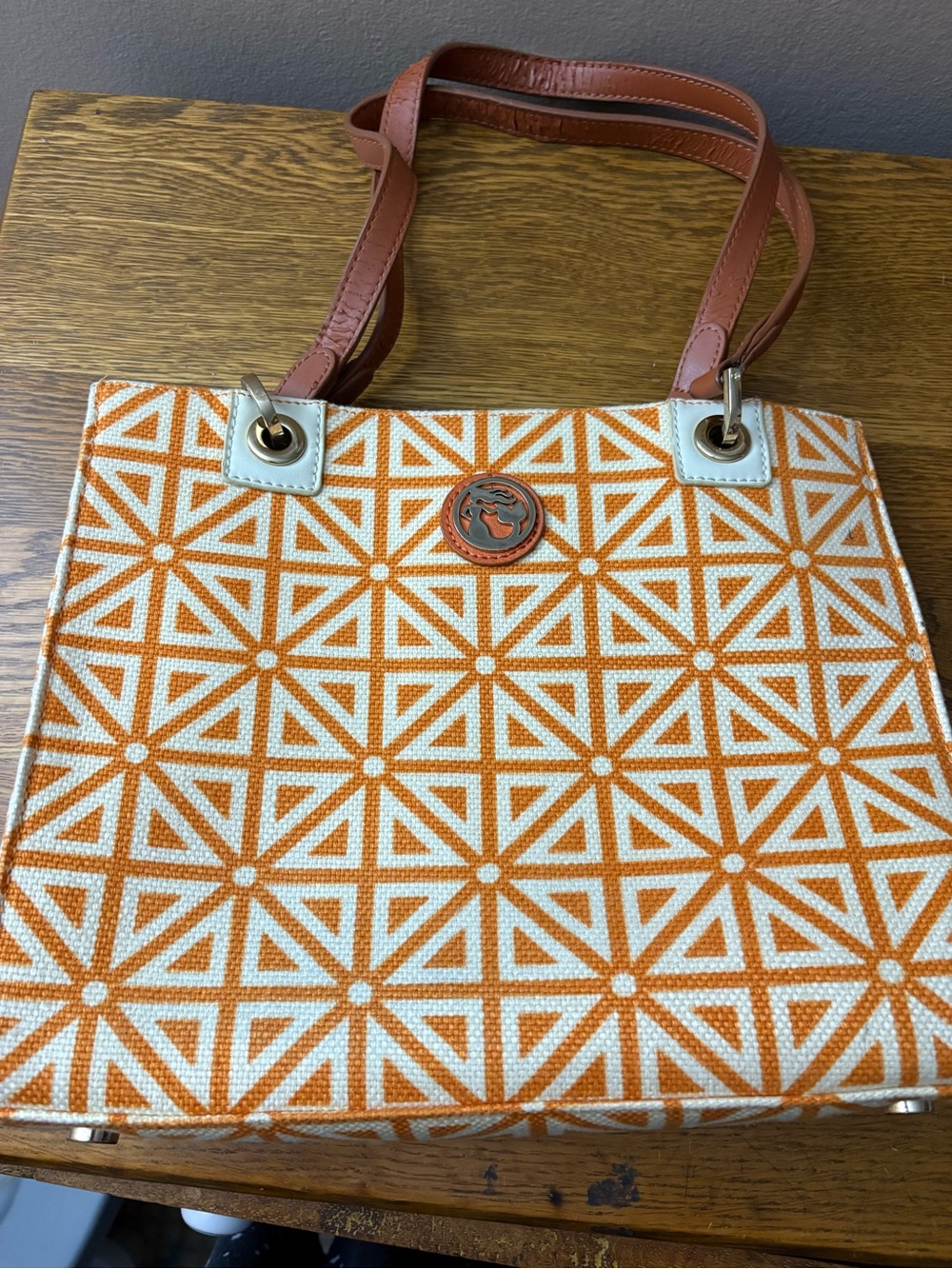 Spartina 449 Orange chevron shoulder bag.